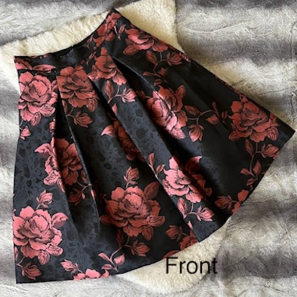 Eliza J Dresses & Skirts - Eliza J Satin Pleated Floral Flared Skirt
